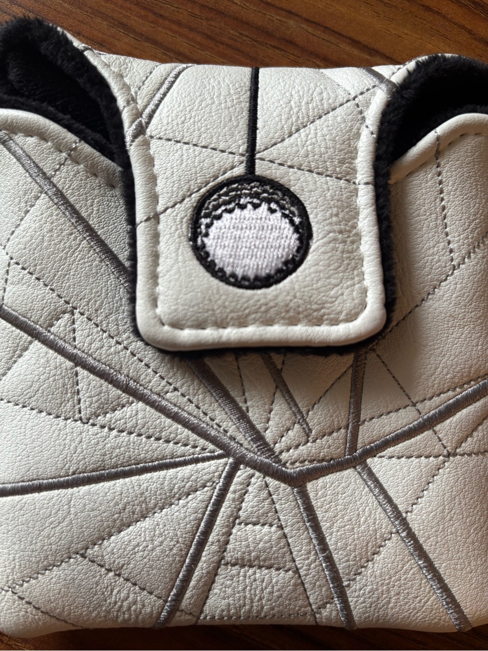 White w/ Silver & Bronze Spider Embroidered Golf Club Square Mallet Putter Cover - Picture 6 of 10